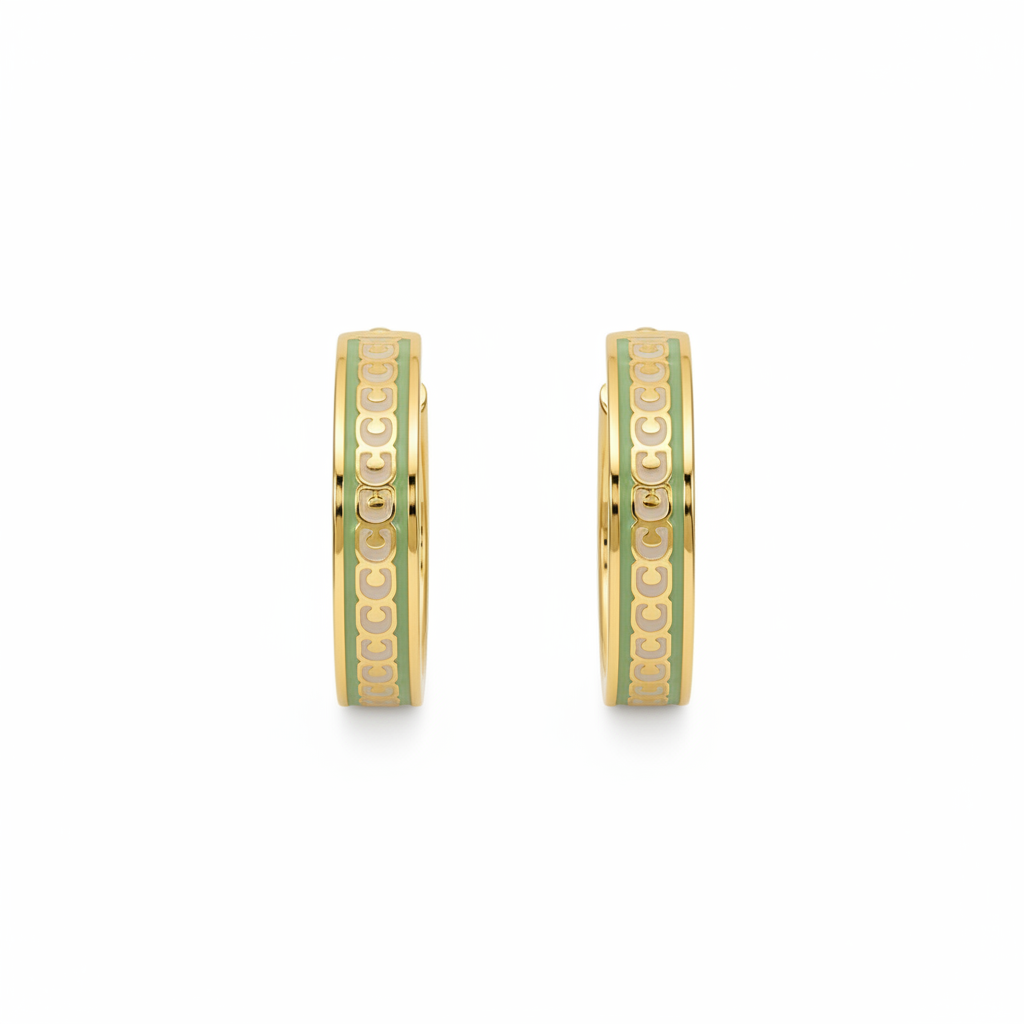 Coach Signature C Gold Logo Hoop Earrings - Clean Product Shot