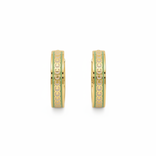 Coach Signature C Gold Logo Hoop Earrings - Clean Product Shot