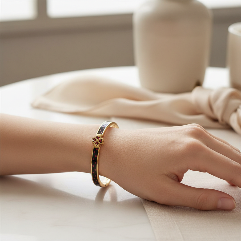Kate Spade Heritage Spade Flower Thin Hinged Bangle - lifestyle on wrist