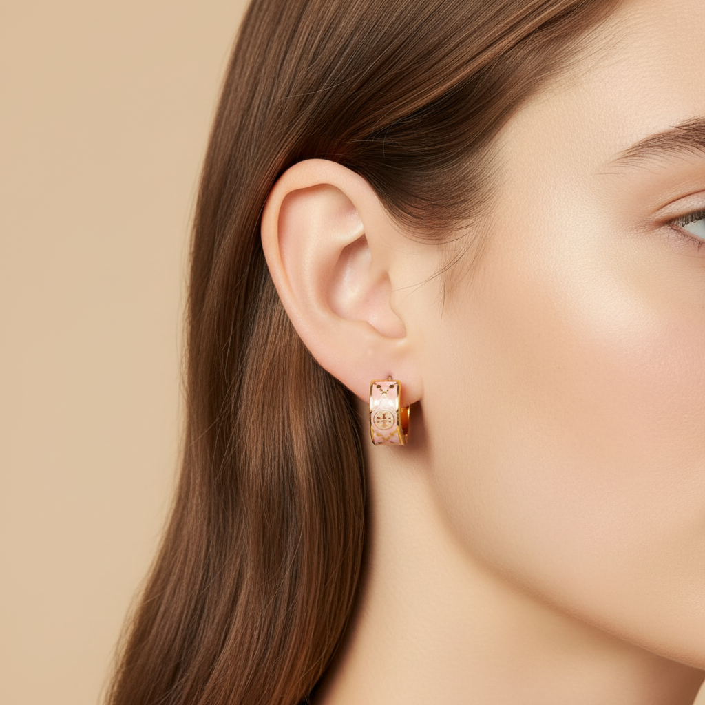Tory Burch Small T Monogram Hoop Earrings - Worn on Model