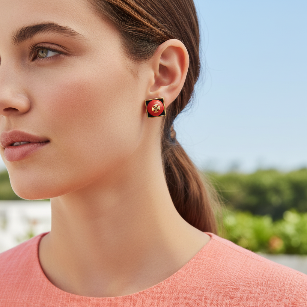 Tory Burch Kira Coral Stud Earrings - Summer editorial lifestyle