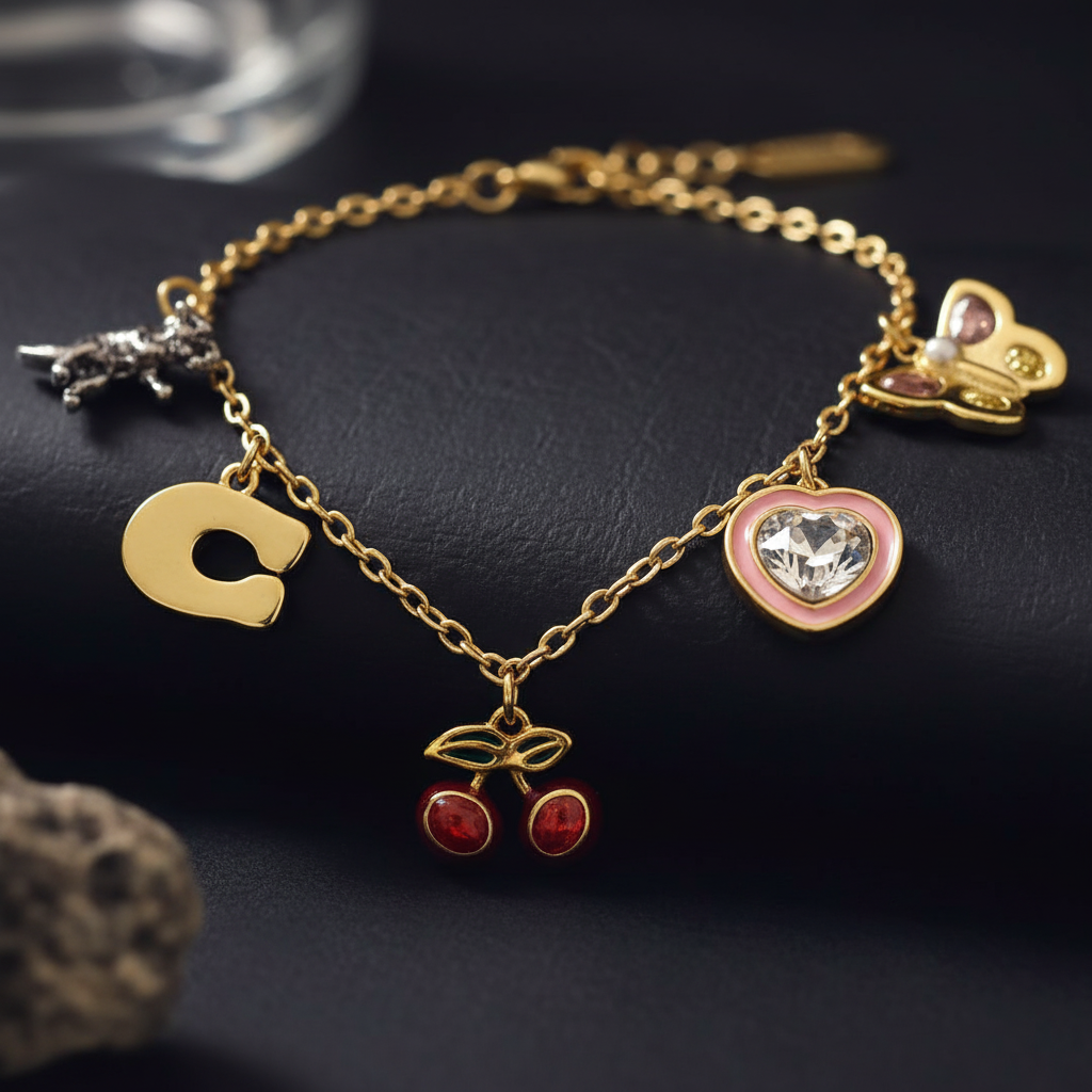 Coach Cherry Mixed Charm Bracelet - Macro Charm Detail