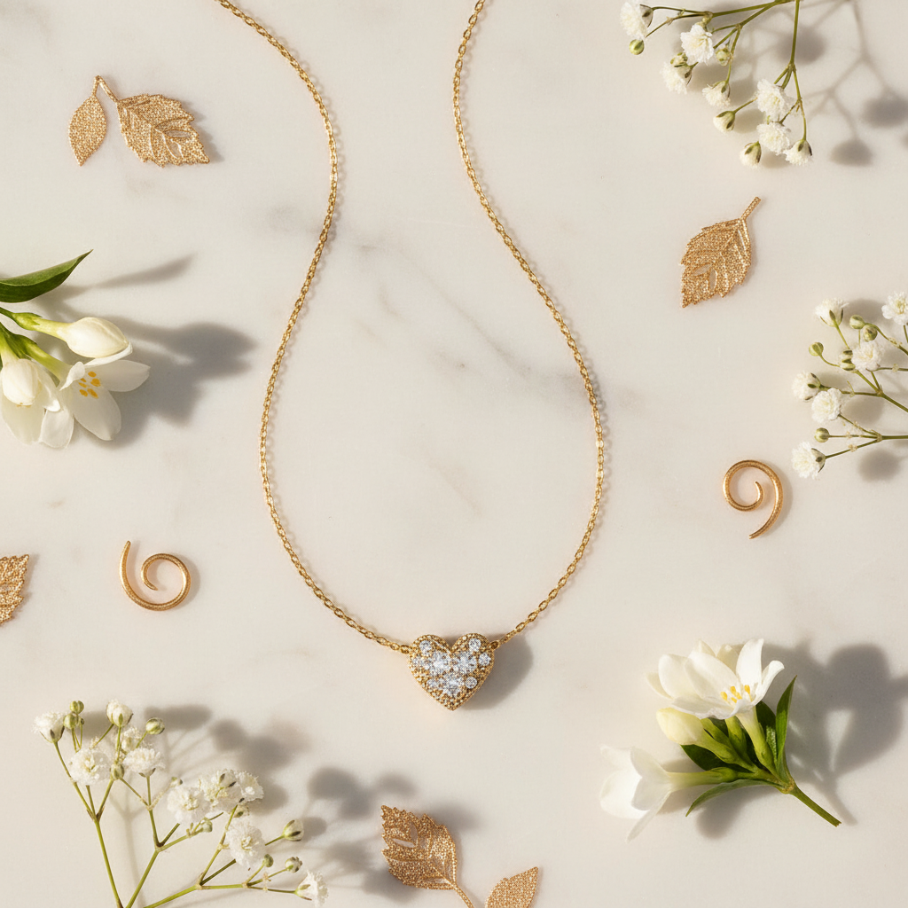 Kendra Scott Holland Heart Gold Pendant Necklace - white marble styled