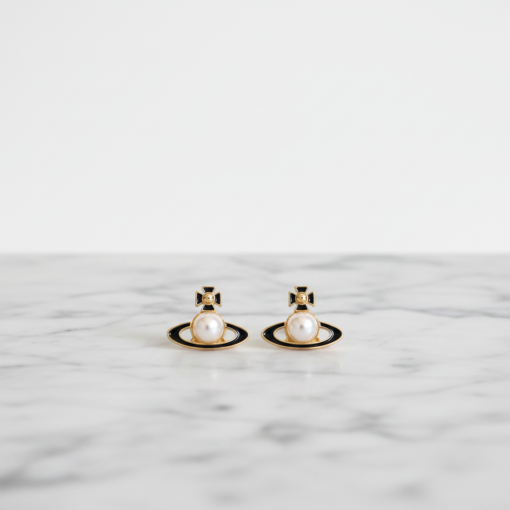 Vivienne Westwood Simonetta Earrings on marble surface