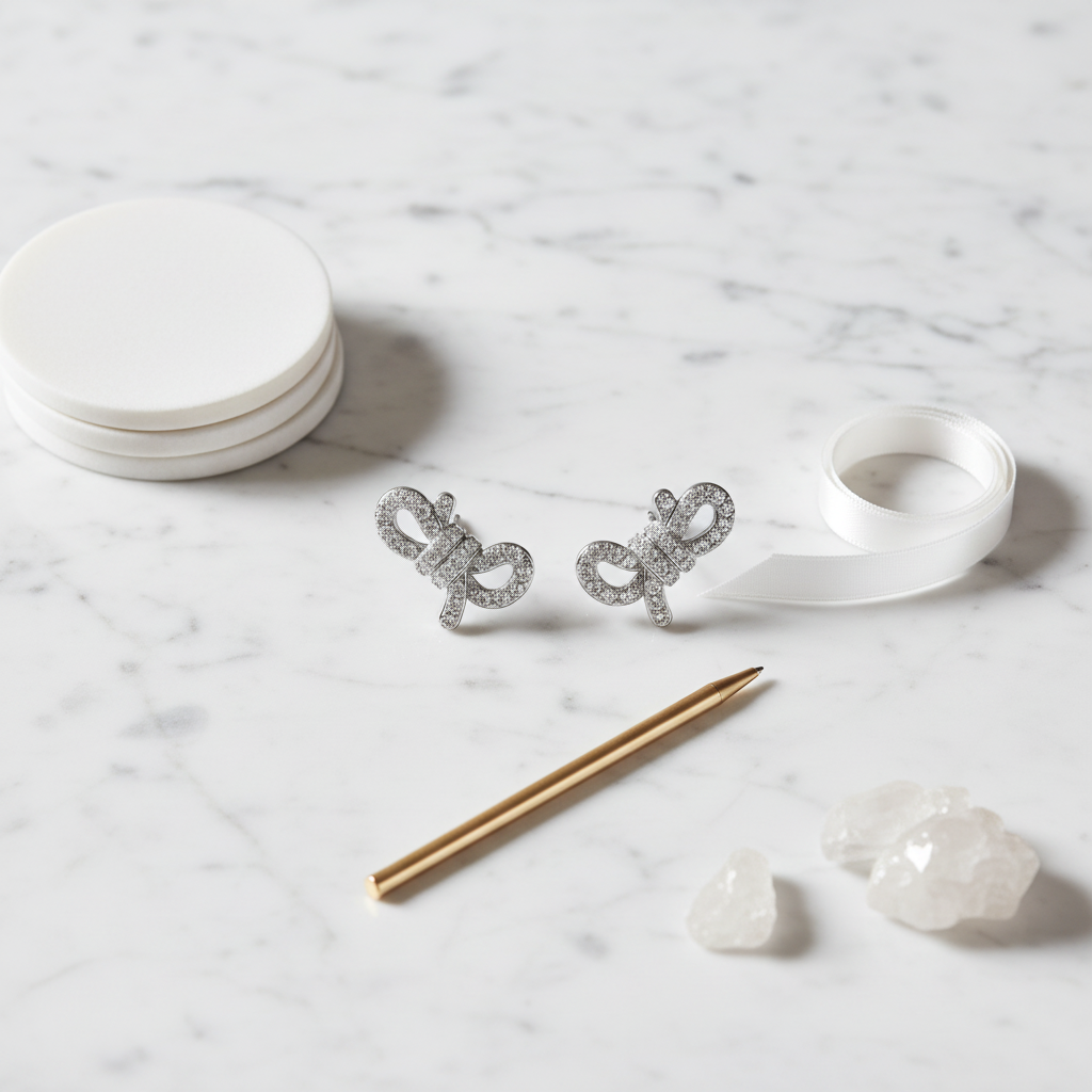 Swarovski Lifelong Stud Earrings - marble flat lay