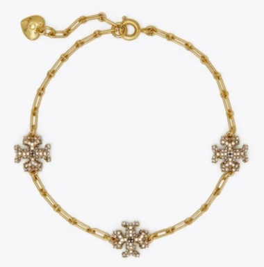 Tory Burch Roxanne Chain Pavé Delicate Bracelet, 7–9"