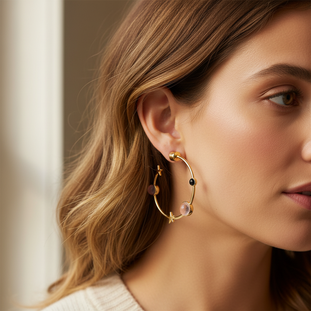 Kate Spade New York On the Rocks Hoop Earrings – lifestyle on ear