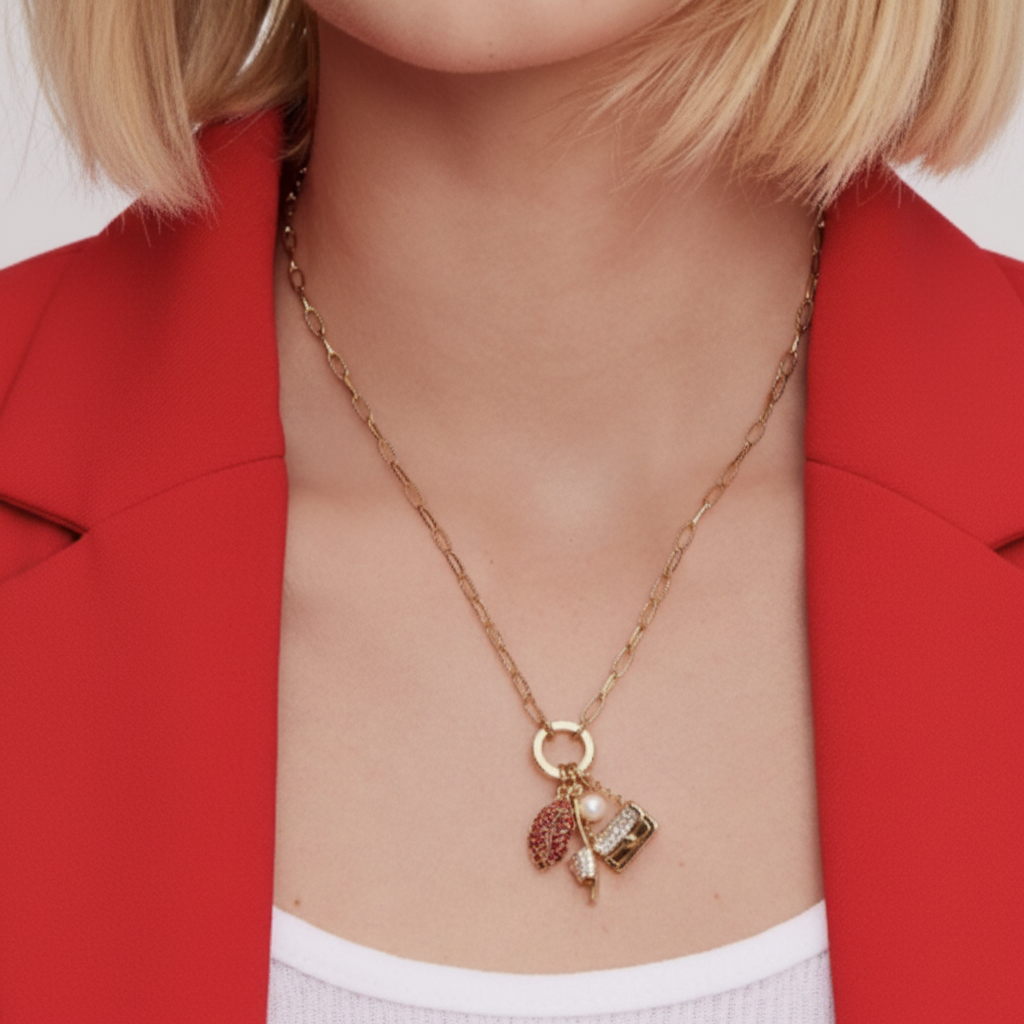 Kate Spade New York Hit the Town Charm Pendant Necklace – lifestyle on neckline