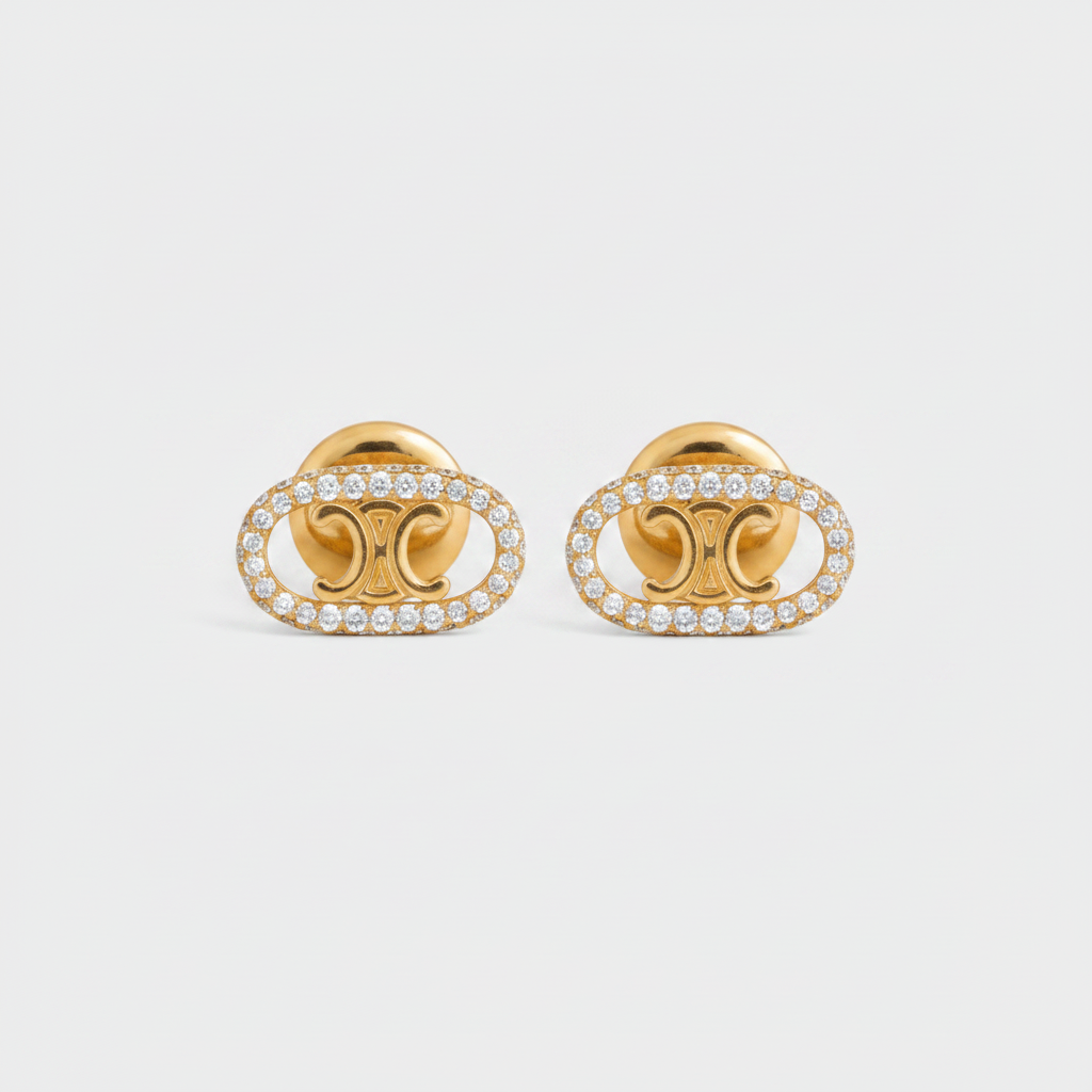 Celine Maillon Triomphe 18kt Gold and Diamond Stud Earrings
