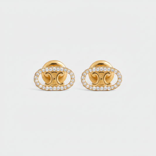 Celine Maillon Triomphe 18kt Gold and Diamond Stud Earrings