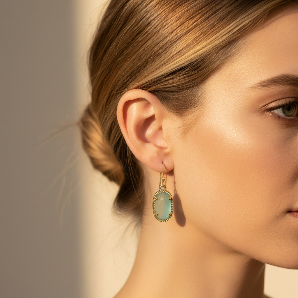 Kendra Scott Lee Aqua Blue Illusion Earrings - worn lifestyle