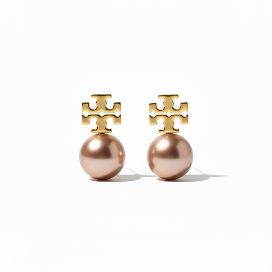 Tory Burch Kira Rose Drop Earrings on white background