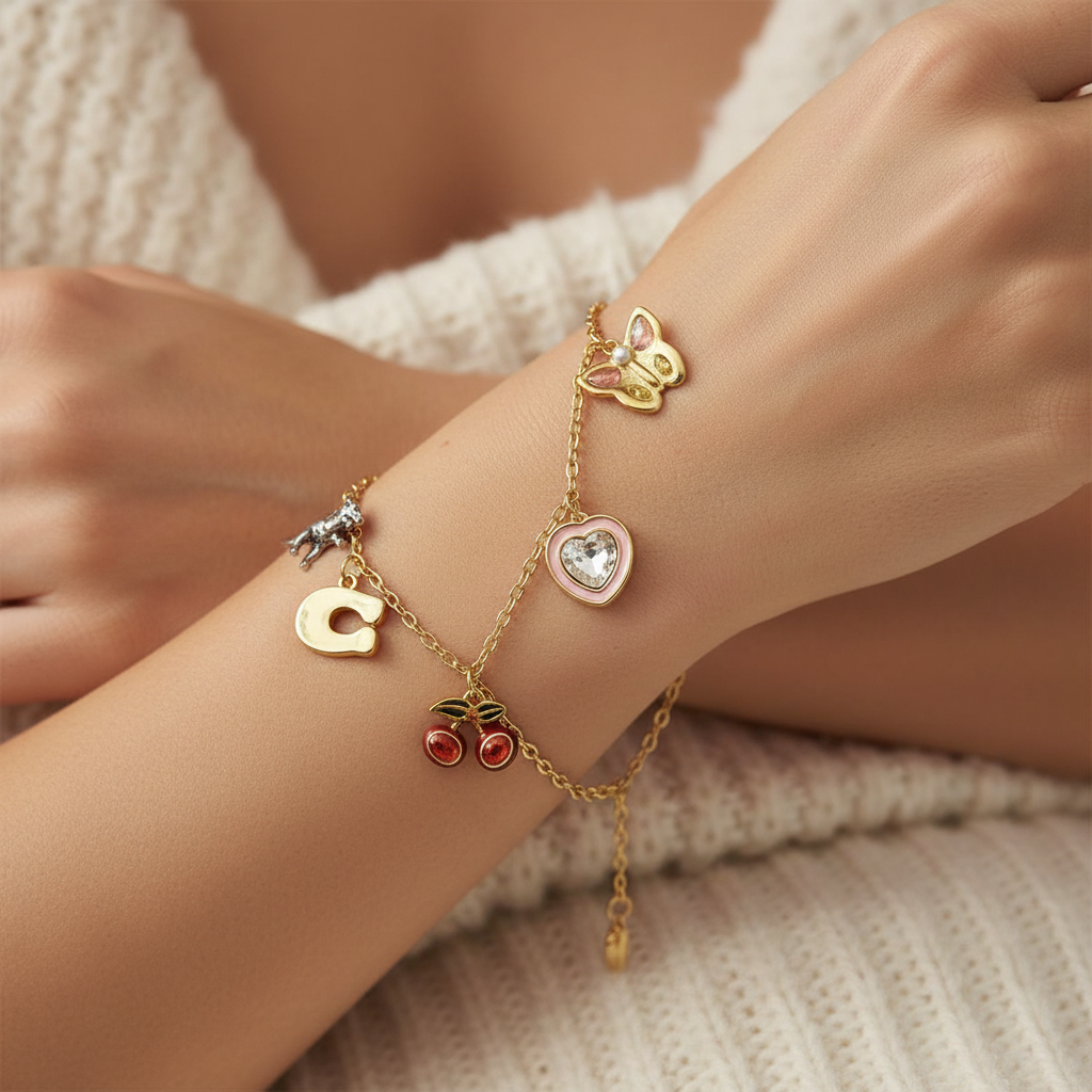 Coach Cherry Mixed Charm Bracelet - Worn on Wrist