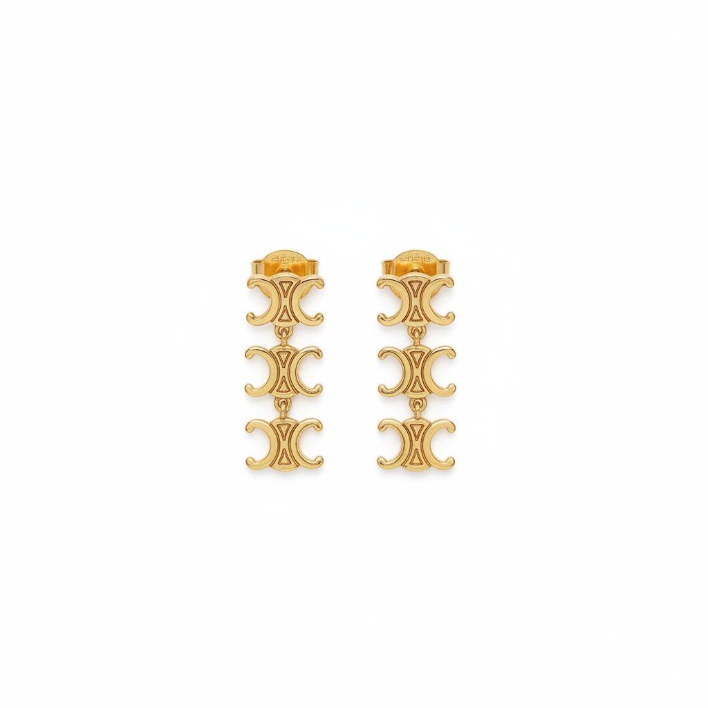 Celine Triomphe Logo Earrings clean product shot