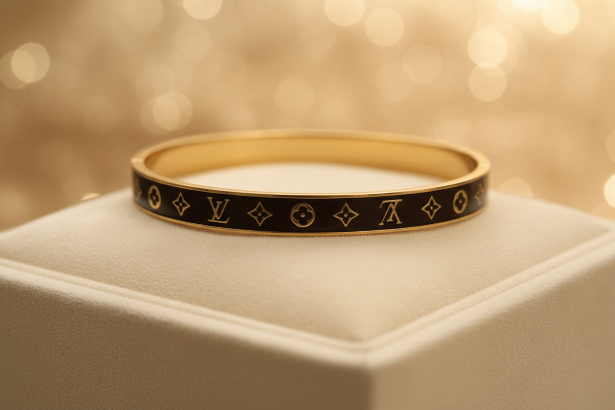 Louis Vuitton Nanogram Bracelet velvet tray close-up