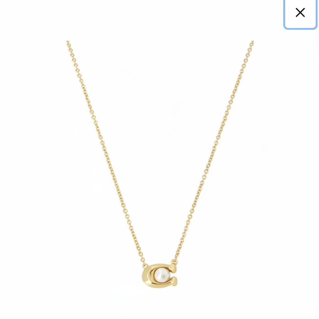 Coach C Signature Imitation Pearl Necklace - clean product shot