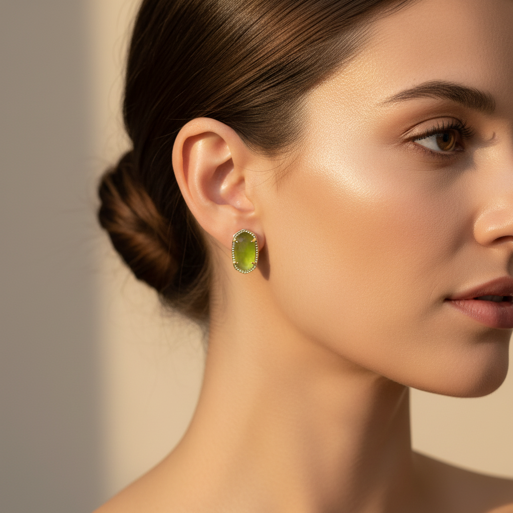 Kendra Scott Ellie Peridot Illusion Earrings - worn lifestyle