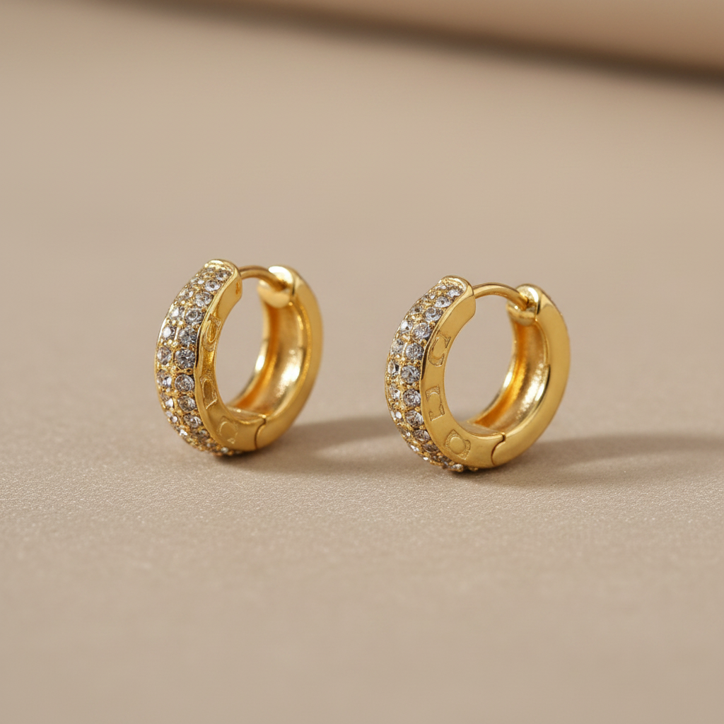 Coach Pave Signature Huggie Earrings - Lifestyle 4