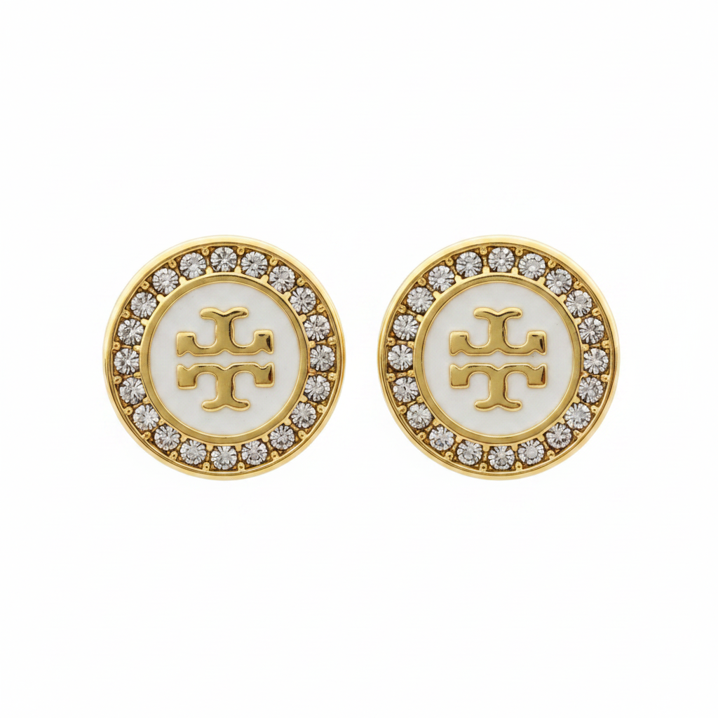 Tory Burch Kira Enamel Circle Stud Earrings - clean product shot