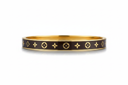 Louis Vuitton Nanogram Bracelet gold-tone black enamel - clean product shot