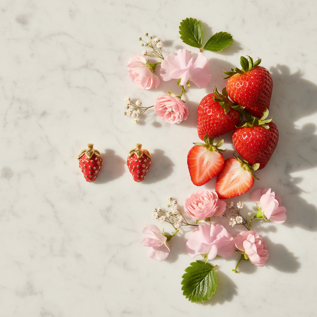 Kate Spade Tutti Fruity Strawberry Stud Earrings - flat lay