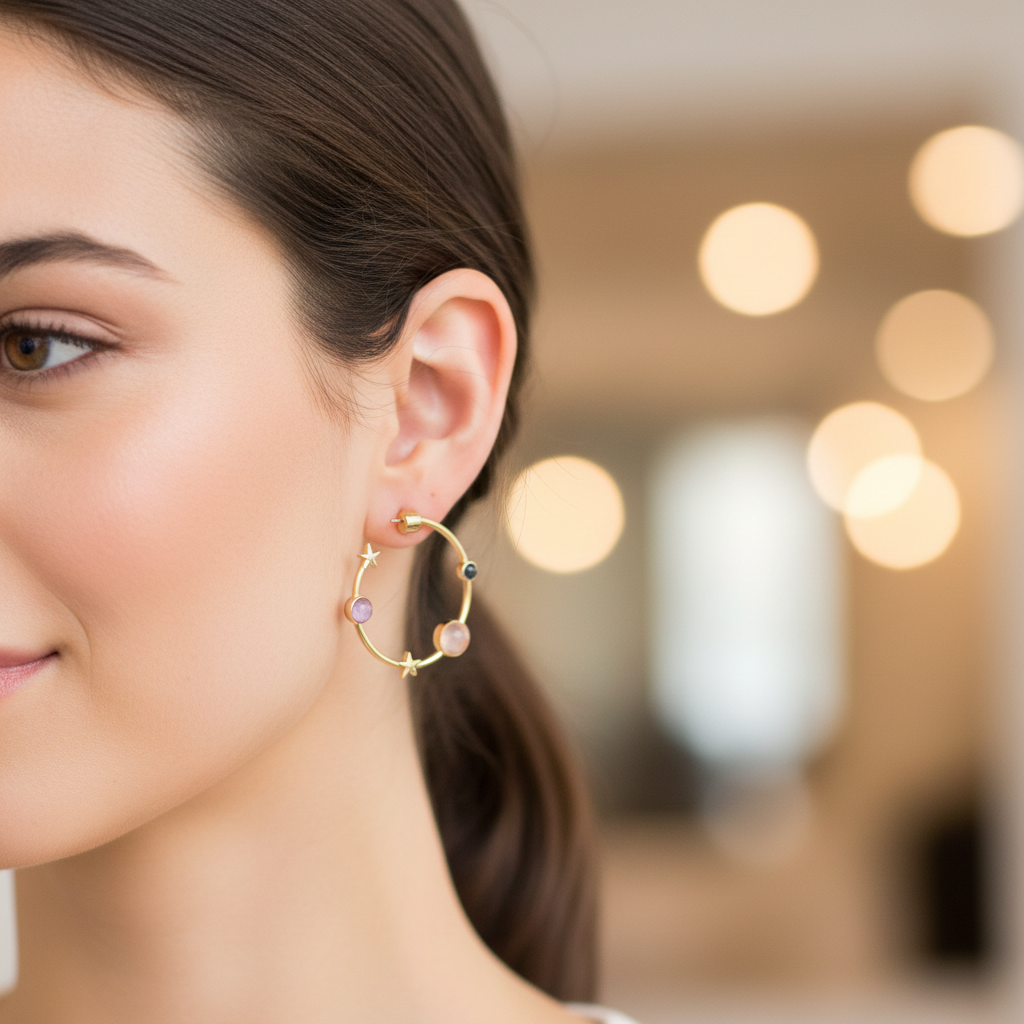 Kate Spade New York On the Rocks Hoop Earrings – close-up detail