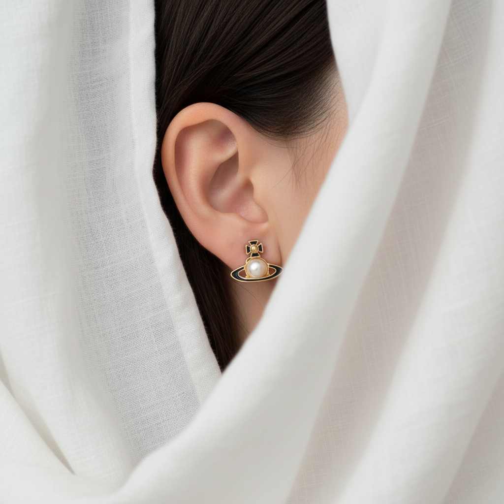 Vivienne Westwood Simonetta Earrings worn on earlobe