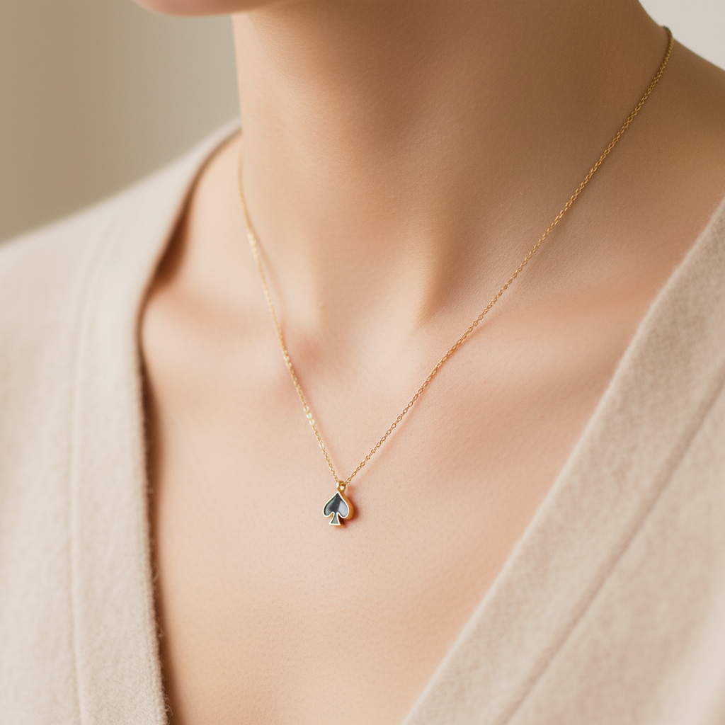 Kate Spade spade pendant necklace collarbone close-up