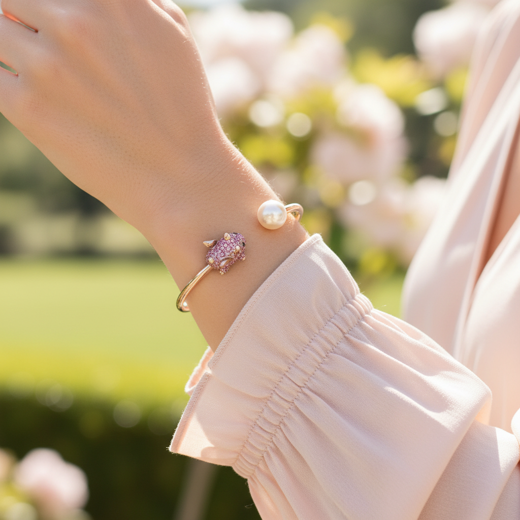 Kate Spade Imagination Pig Open Hinge Bangle - lifestyle shot 2