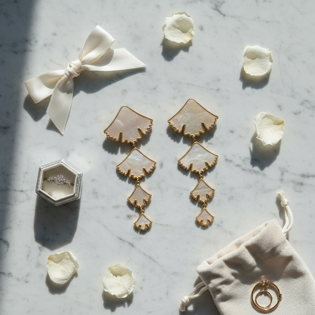 Mignonne Gavigan Talia Drop Earrings - marble flat lay