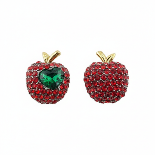 Kate Spade Dashing Beauty Apple Pavé Rhinestone Stud Earrings - clean product shot