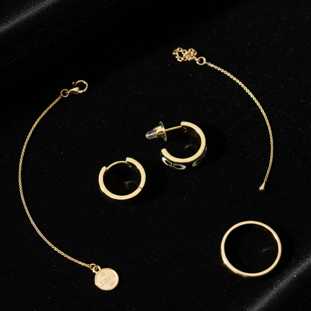 Black velvet flat lay