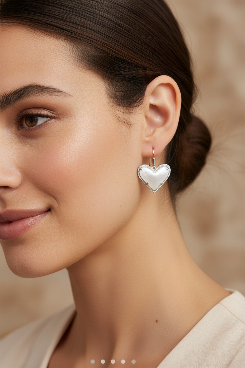 Kendra Scott Ari Heart Drop Earrings worn lifestyle shot