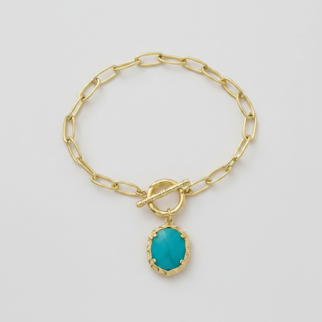 Kendra Scott Daphne Gold Link Turquoise Bracelet clean product shot