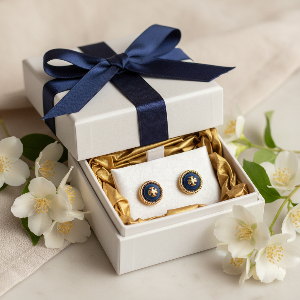 Tory Burch Rope Logo Stud Earrings - luxury gift box