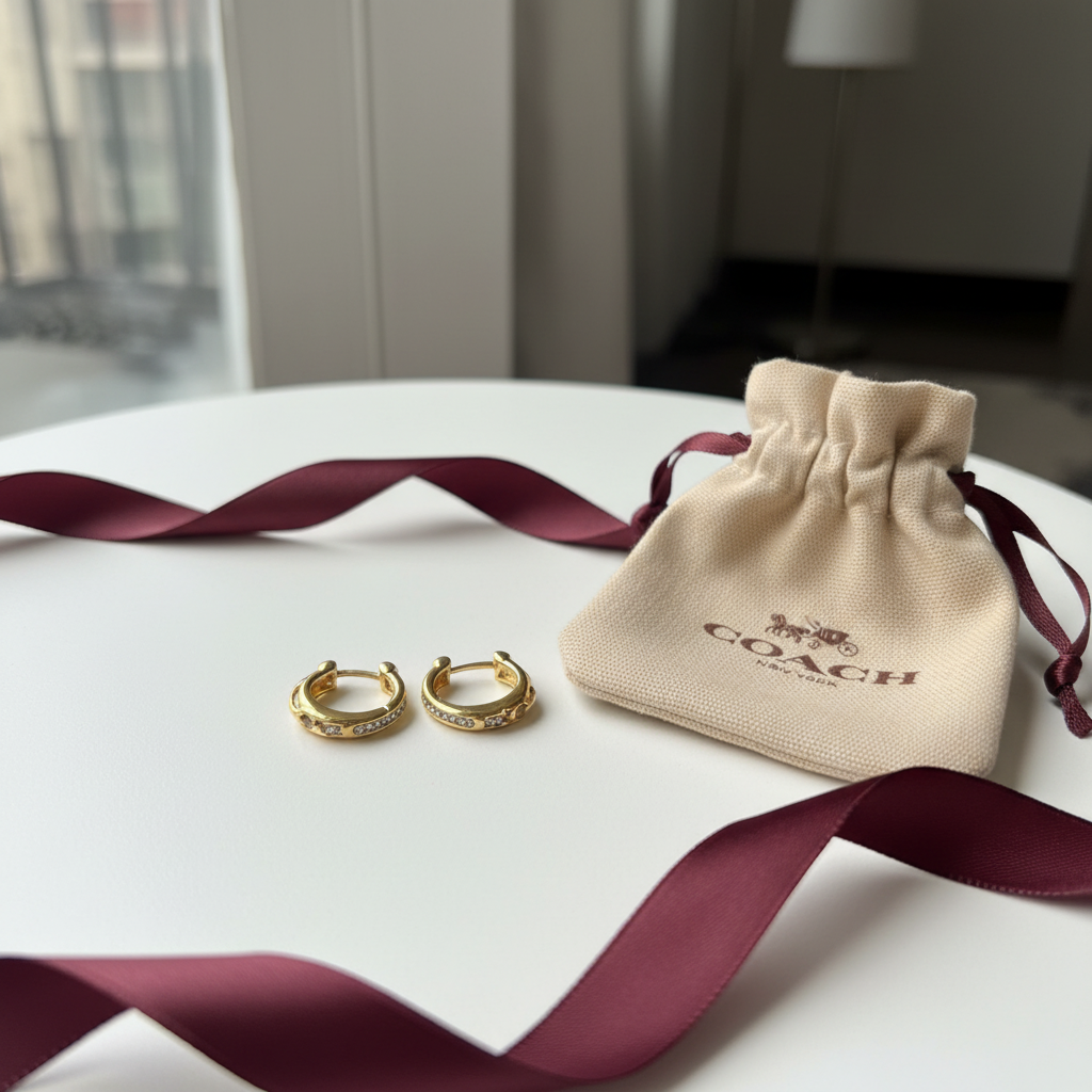 Coach Pave Signature Huggie Earrings - Lifestyle 5