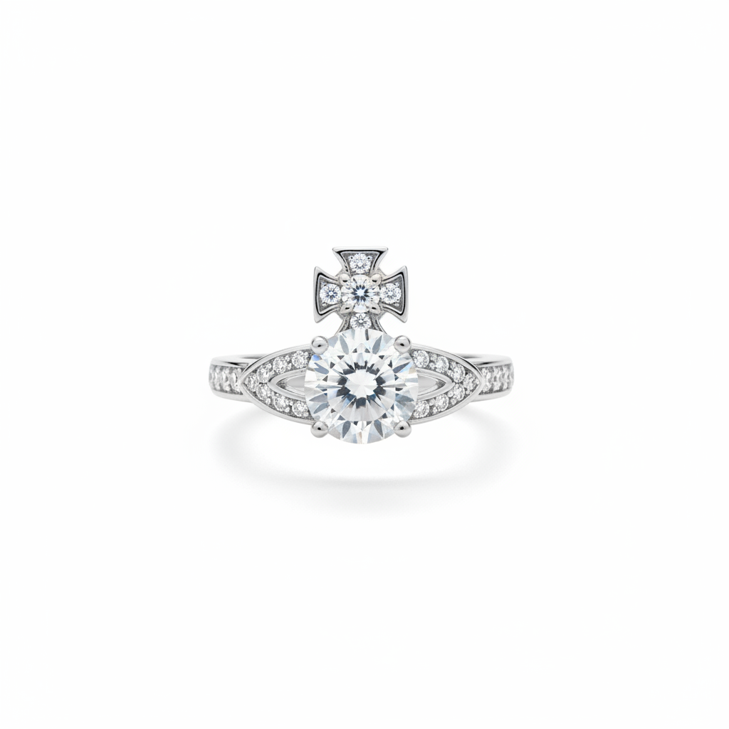 Vivienne Westwood Ismene Ring silver clear CZ - clean product shot