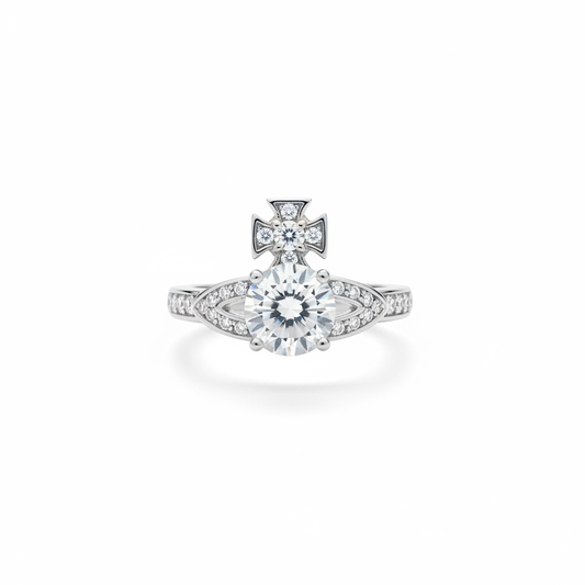 Vivienne Westwood Ismene Ring silver clear CZ - clean product shot
