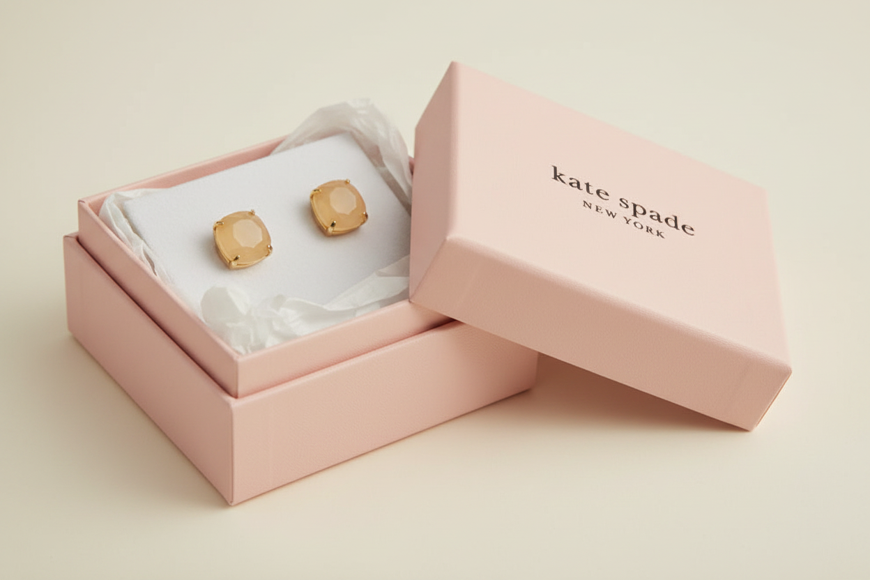Kate Spade Peach Studs - gift box
