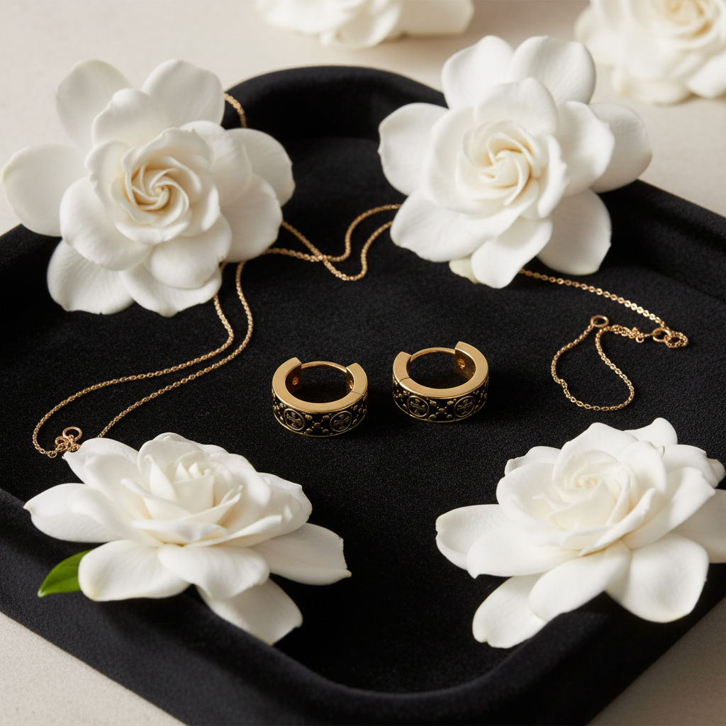 Tory Burch T Monogram Hoop Enamel Earrings Black Gold - Dark Velvet Tray