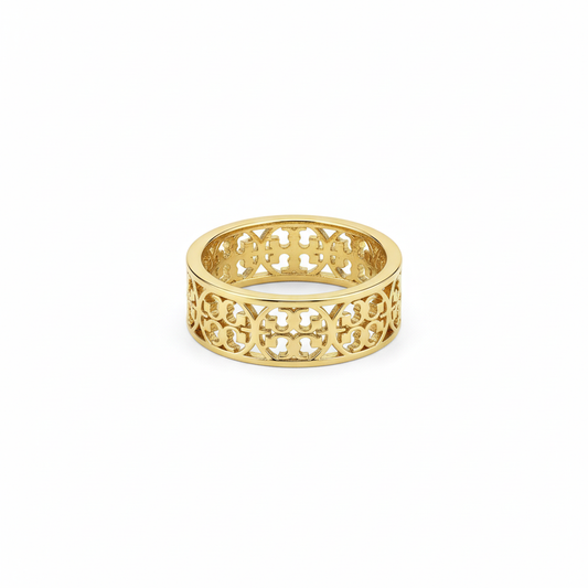 Tory Burch Kinsley Logo Band Ring - white background