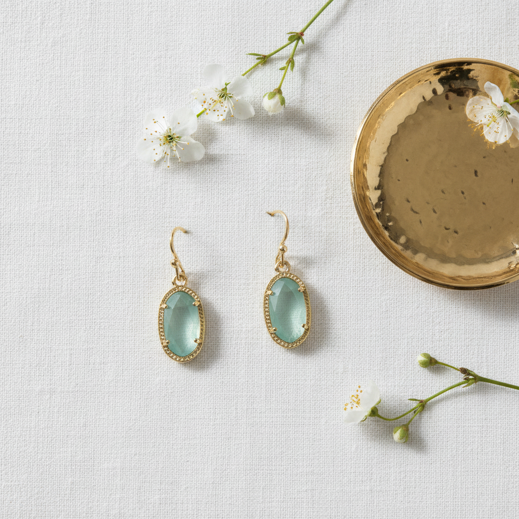 Kendra Scott Lee Aqua Blue Illusion Earrings - flat lay lifestyle