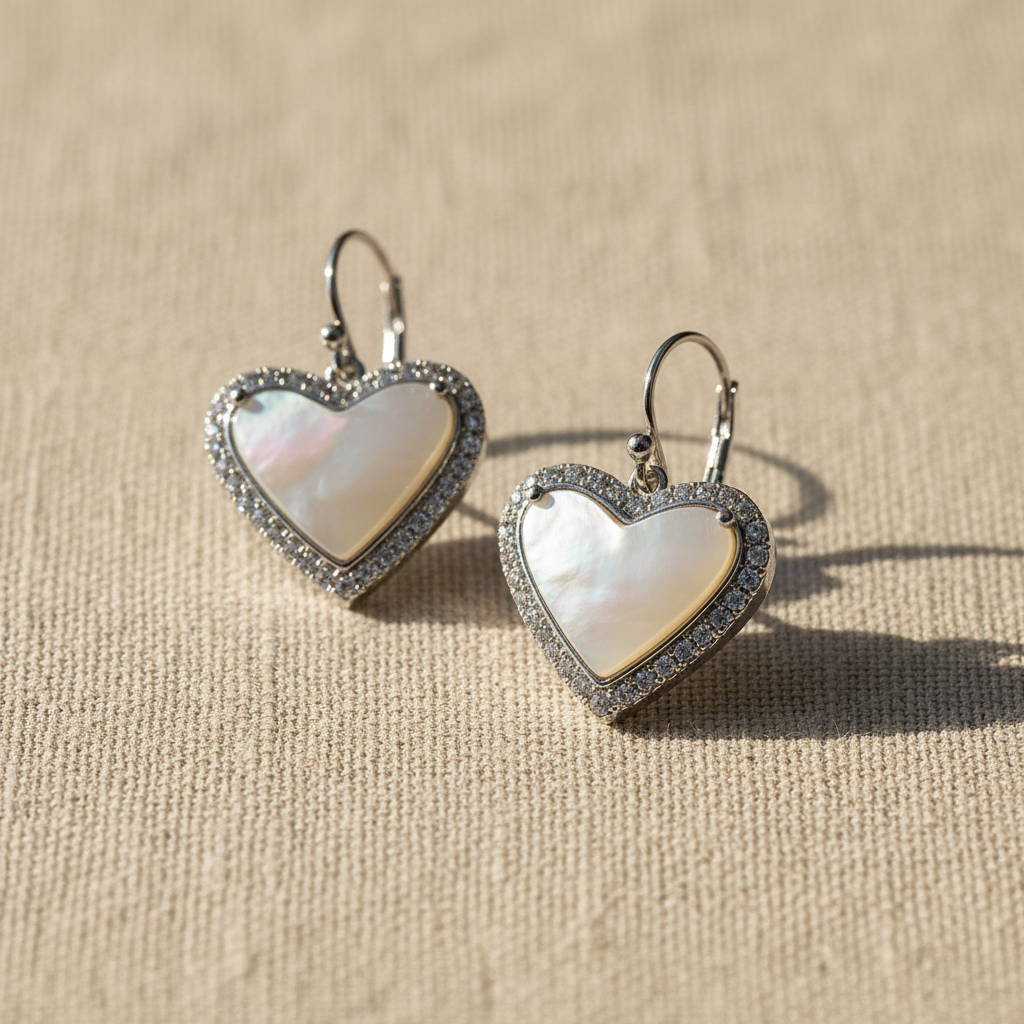 Kendra Scott Ari Heart Drop Earrings linen close-up