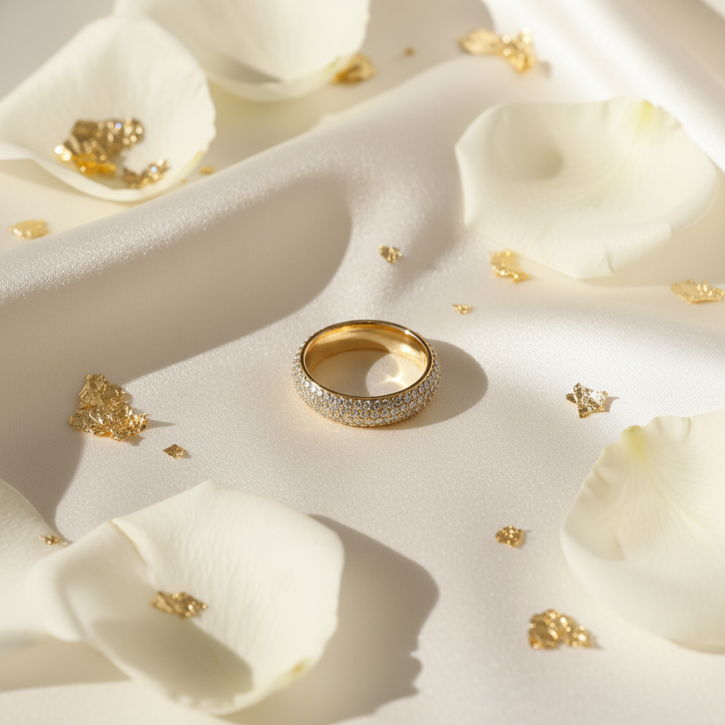 Ivory silk flat lay