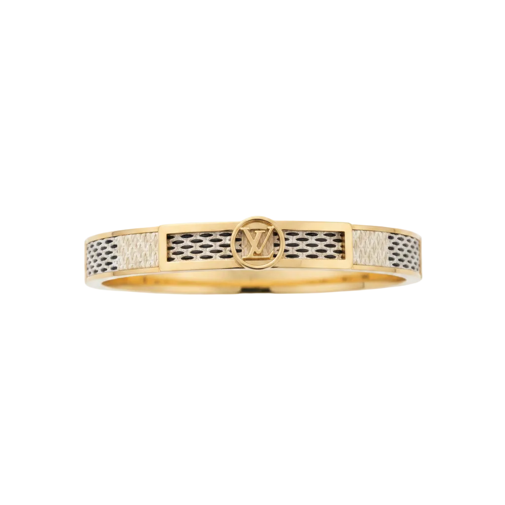 LV Damier Azur Gold Bangle - Clean White Background