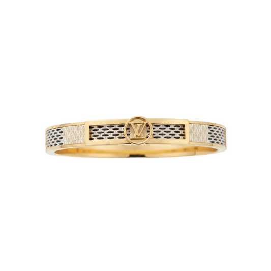 LV Damier Azur Gold Bangle - Clean White Background