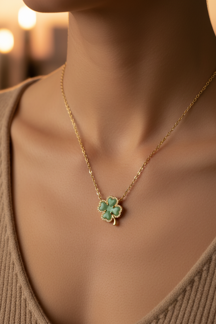 Mint Clover Necklace - Lifestyle 3