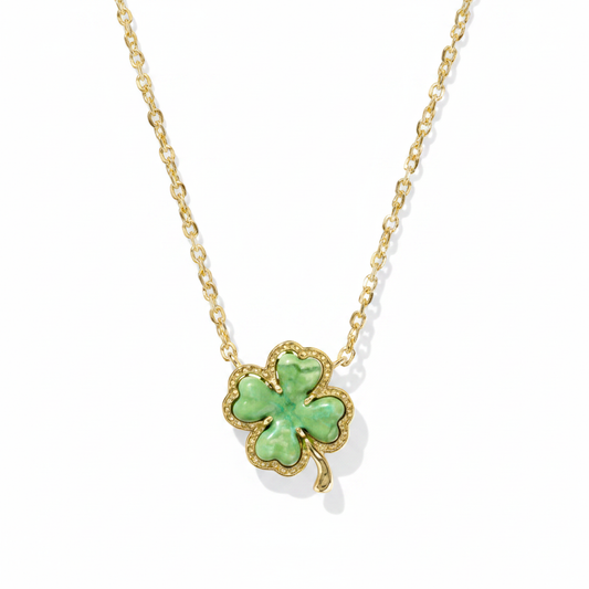 Mint Green Clover Necklace - White Background