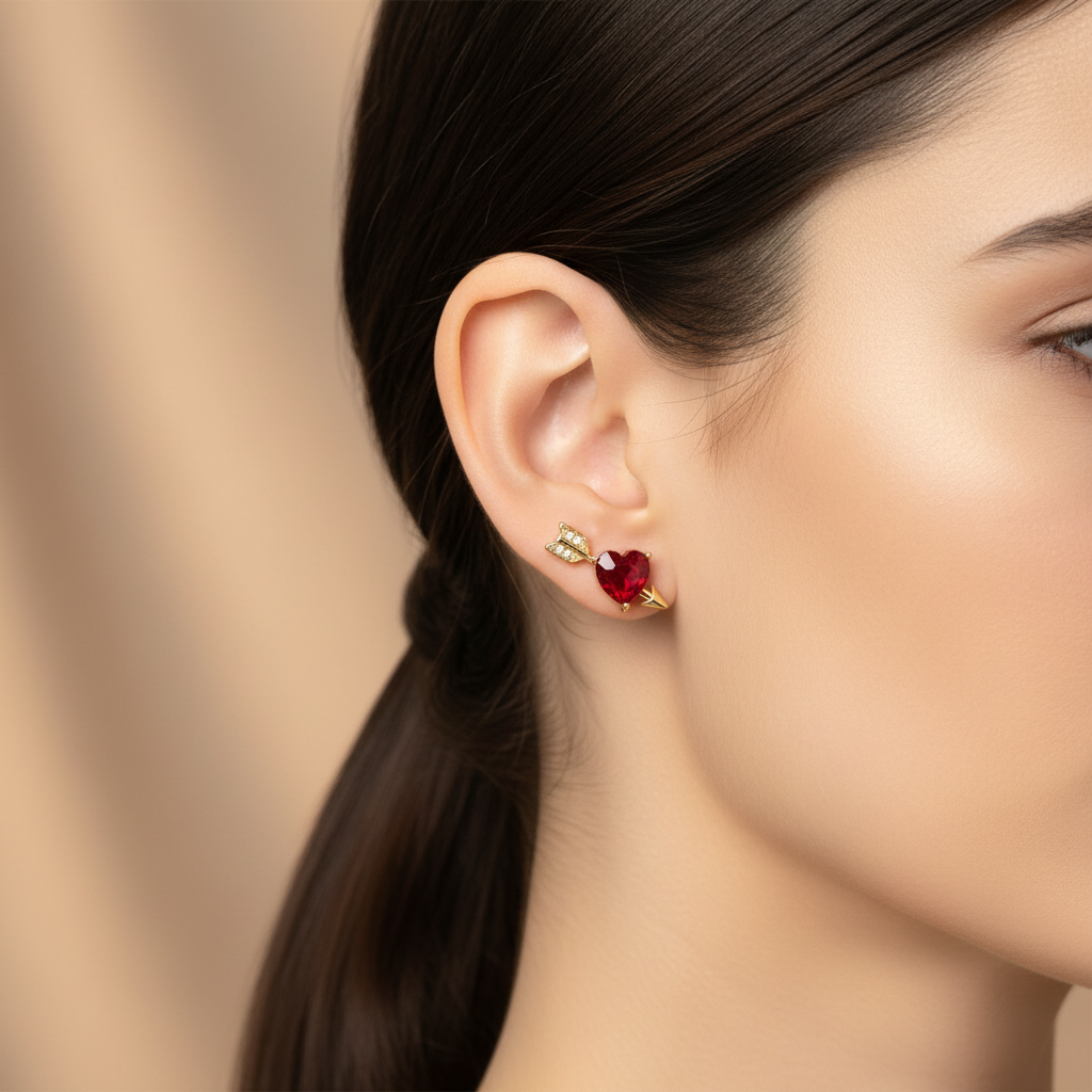Model shot 1 - heart arrow stud