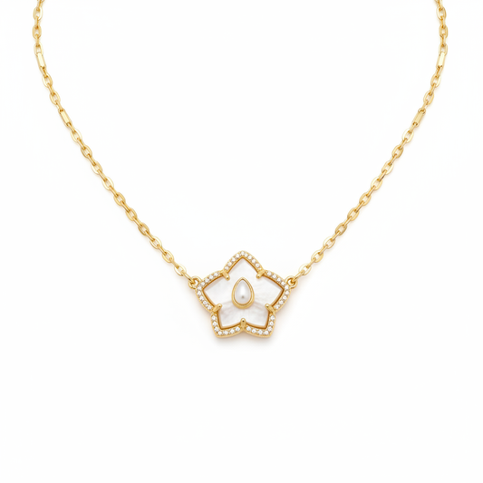 Mother-of-Pearl Flower Necklace - Clean Shot